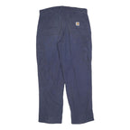 CARHARTT Mens Cotton Blend Navy Relaxed Straight Trousers W34 L32 Workwear Zip