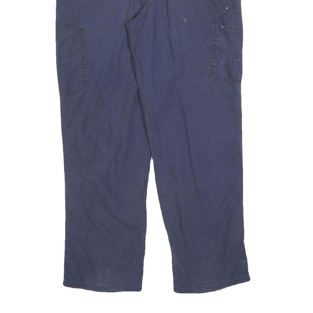 CARHARTT Mens Cotton Blend Navy Relaxed Straight Trousers W34 L32 Workwear Zip