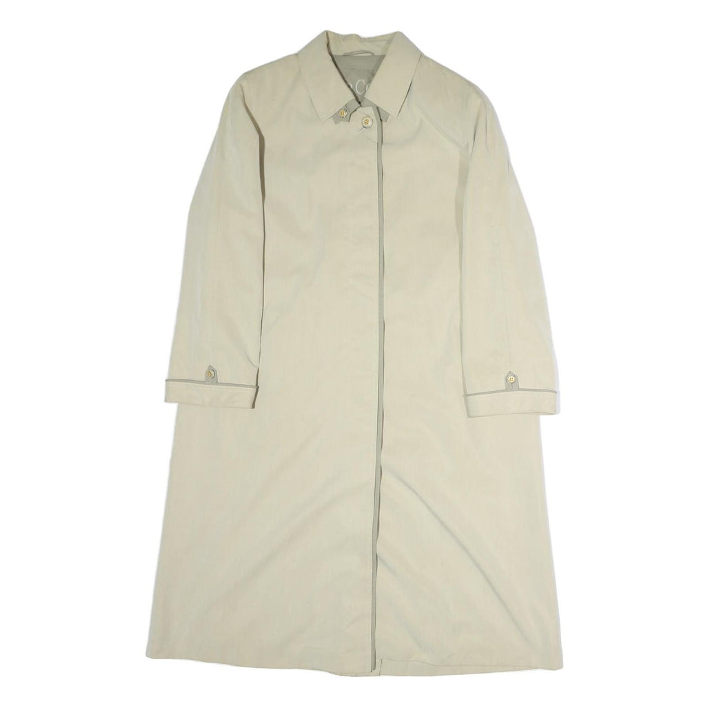 MARCONA Womens Cream Cotton Blend Jacket L Plain Zip Closure Classic Fit
