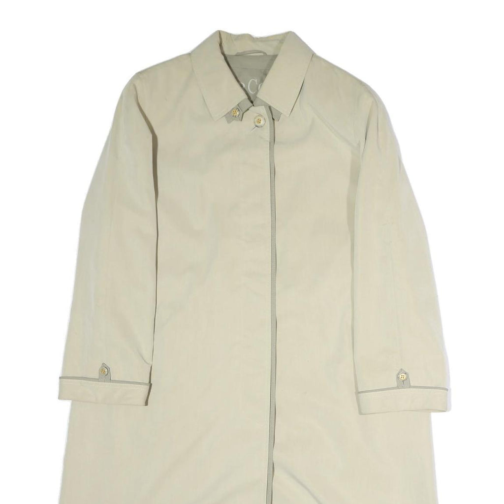 MARCONA Womens Cream Cotton Blend Jacket L Plain Zip Closure Classic Fit