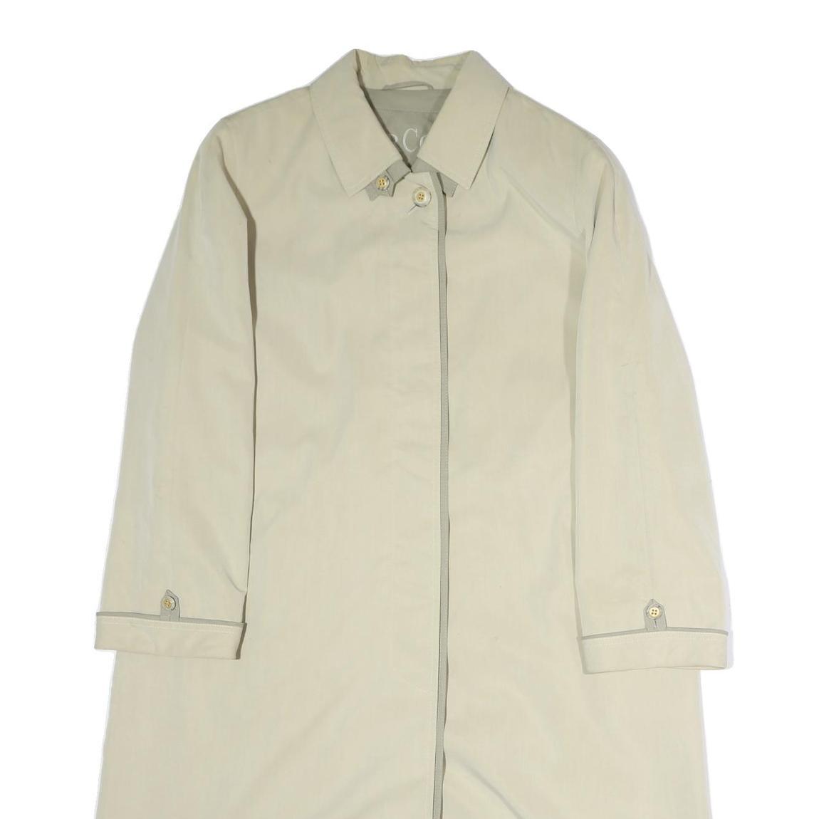 MARCONA Womens Cream Cotton Blend Jacket L Plain Zip Closure Classic Fit