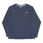 CHAMPION Mens Blue Long Sleeve Crew Neck Cotton Blend L T-Shirt Classic