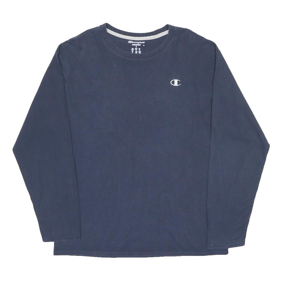 CHAMPION Mens Blue Long Sleeve Crew Neck Cotton Blend L T-Shirt Classic