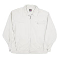 TEDDYS Mens White Cotton Blend Zip Jacket L Plain Casual Lightweight Outerwear