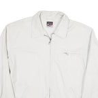 TEDDYS Mens White Cotton Blend Zip Jacket L Plain Casual Lightweight Outerwear