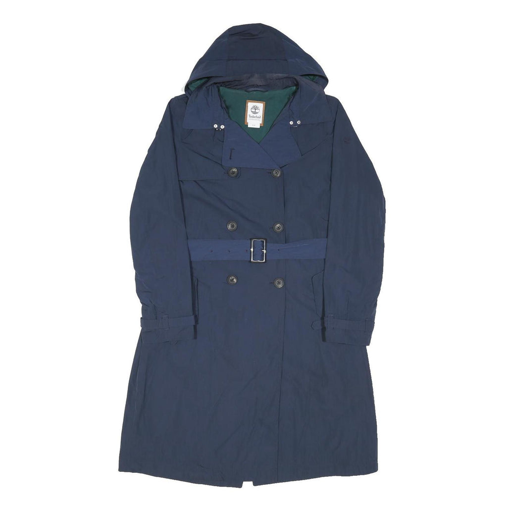 TIMBERLAND Womens Blue Navy Hooded Button Jacket M Polyester Blend Double