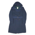 TIMBERLAND Womens Blue Navy Hooded Button Jacket M Polyester Blend Double