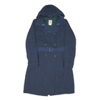 TIMBERLAND Womens Blue Navy Hooded Button Jacket M Polyester Blend Double