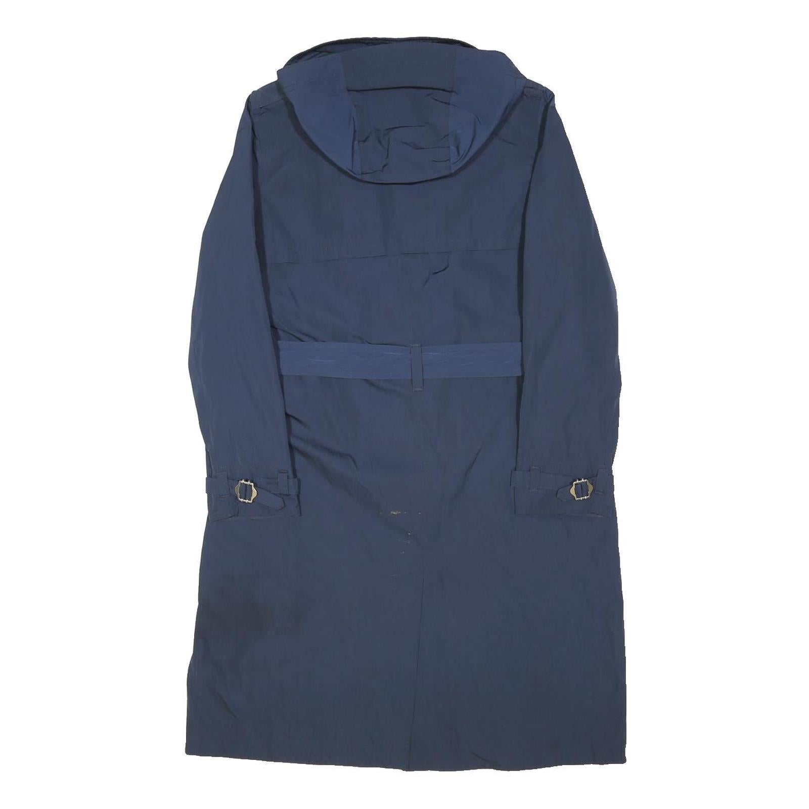 TIMBERLAND Womens Blue Navy Hooded Button Jacket M Polyester Blend Double