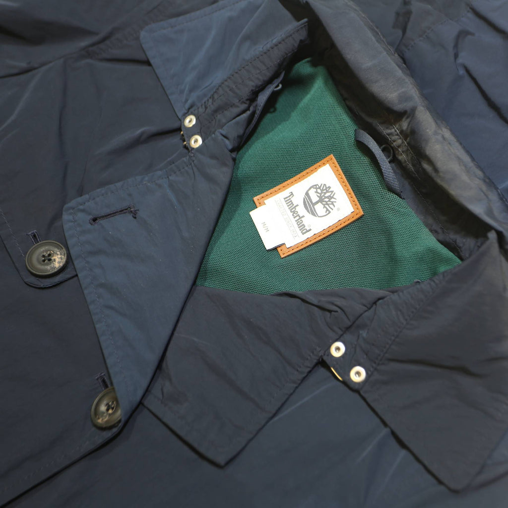 TIMBERLAND Womens Blue Navy Hooded Button Jacket M Polyester Blend Double