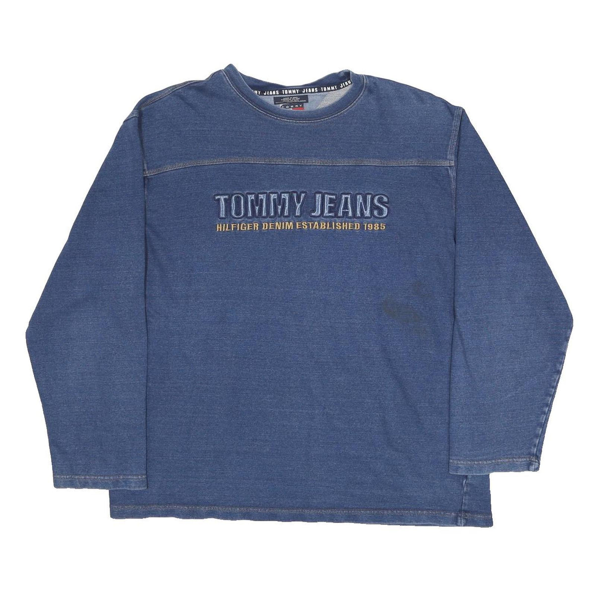 TOMMY JEANS Mens Blue Sweatshirt Crew Neck L Cotton Casual Pullover