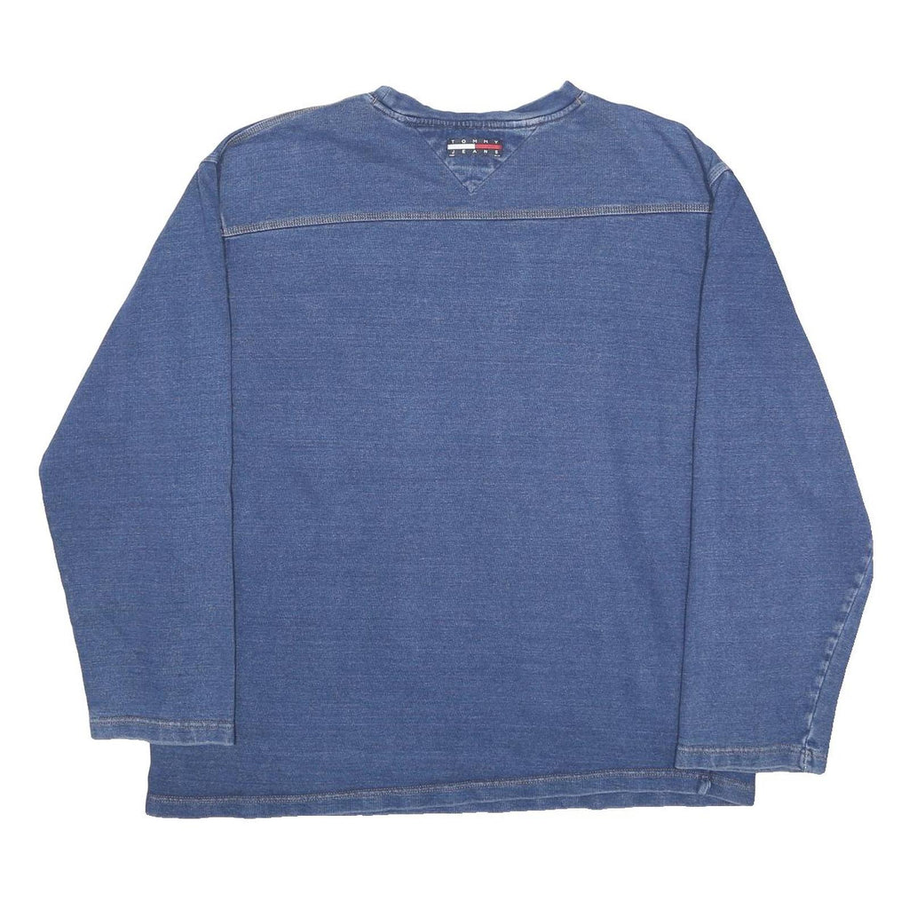 TOMMY JEANS Mens Blue Sweatshirt Crew Neck L Cotton Casual Pullover