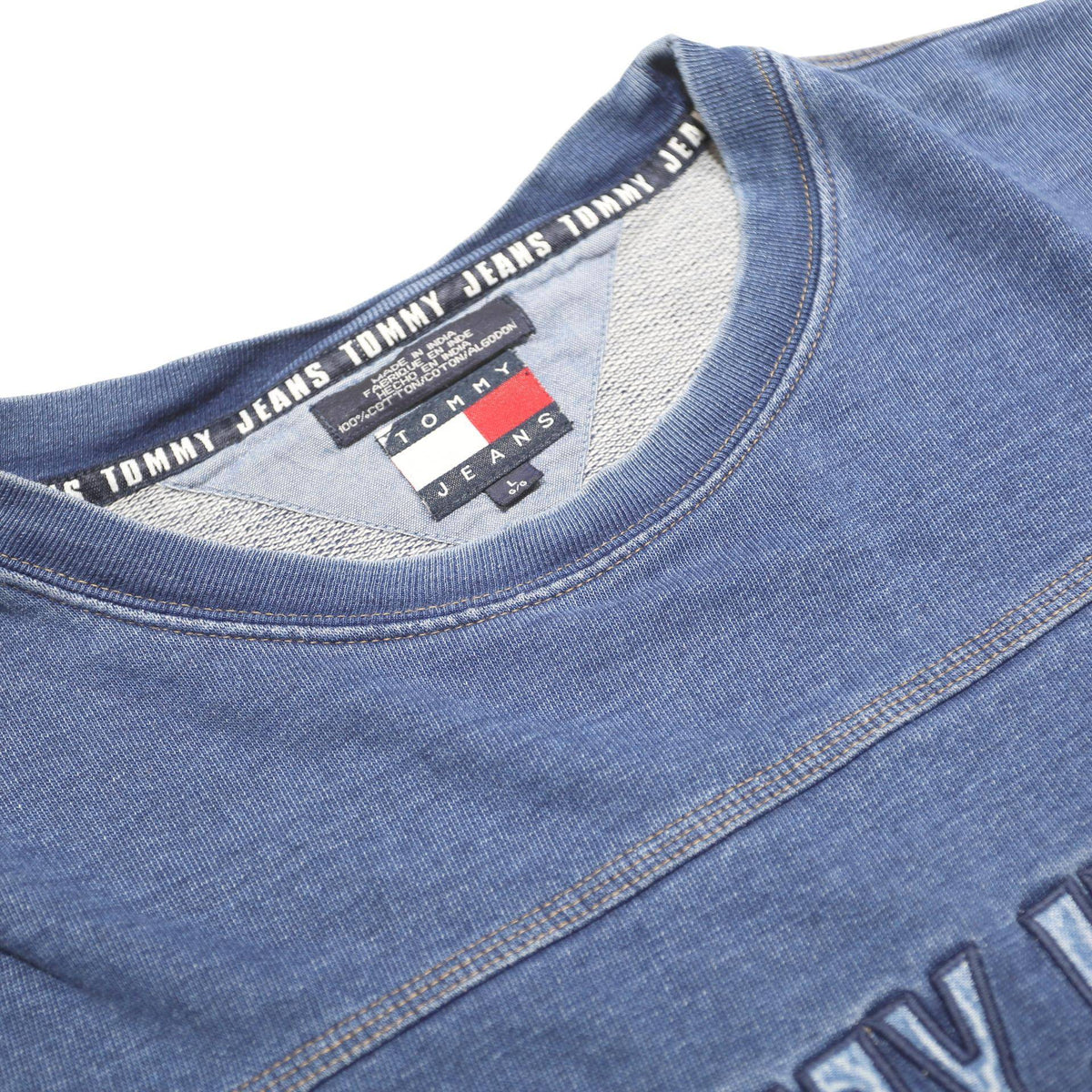 TOMMY JEANS Mens Blue Sweatshirt Crew Neck L Cotton Casual Pullover