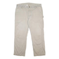 CARHARTT Mens Cotton Relaxed Beige Work Trousers W38 L30 Utility Zip Closure