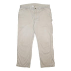 CARHARTT Mens Cotton Relaxed Beige Work Trousers W38 L30 Utility Zip Closure