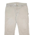 CARHARTT Mens Cotton Relaxed Beige Work Trousers W38 L30 Utility Zip Closure
