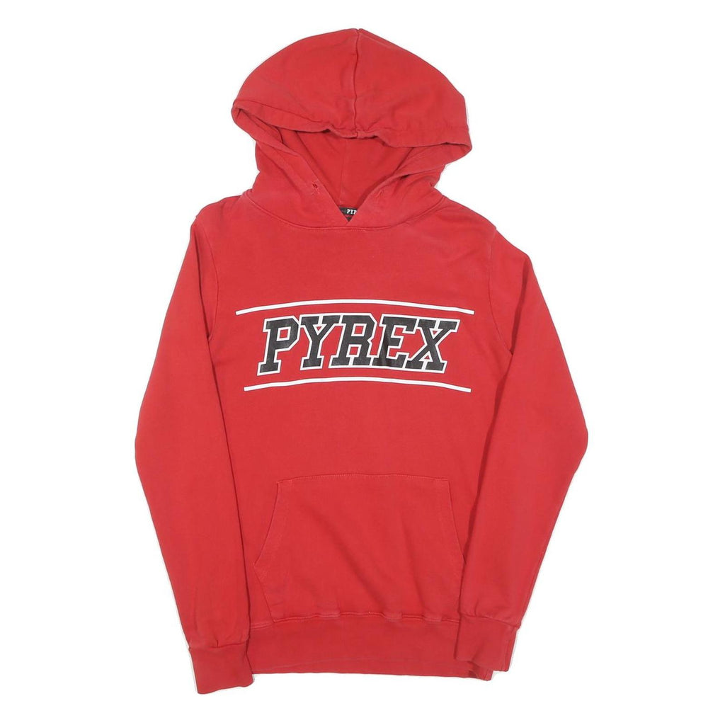 Mens Red Pyrex Pullover Hoodie XS Cotton Casual Streetwear Sweatshirt