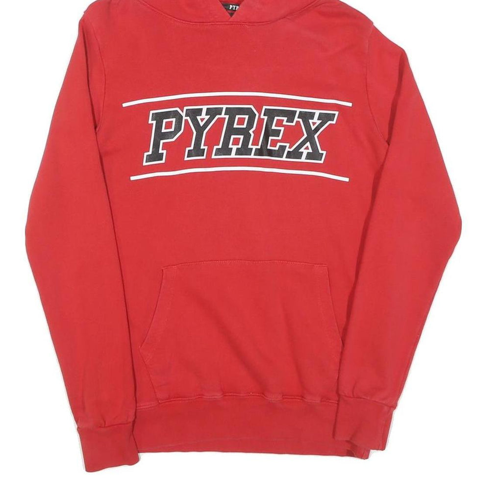 Mens Red Pyrex Pullover Hoodie XS Cotton Casual Streetwear Sweatshirt