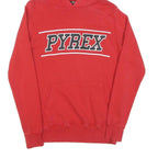 Mens Red Pyrex Pullover Hoodie XS Cotton Casual Streetwear Sweatshirt