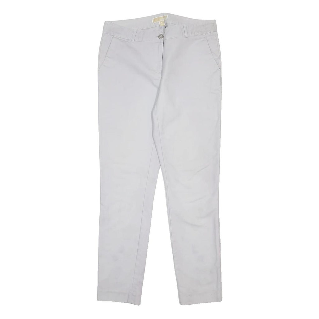 MICHAEL KORS Womens White Slim Fit Cotton Blend Trousers W30 L28 Smart Casual