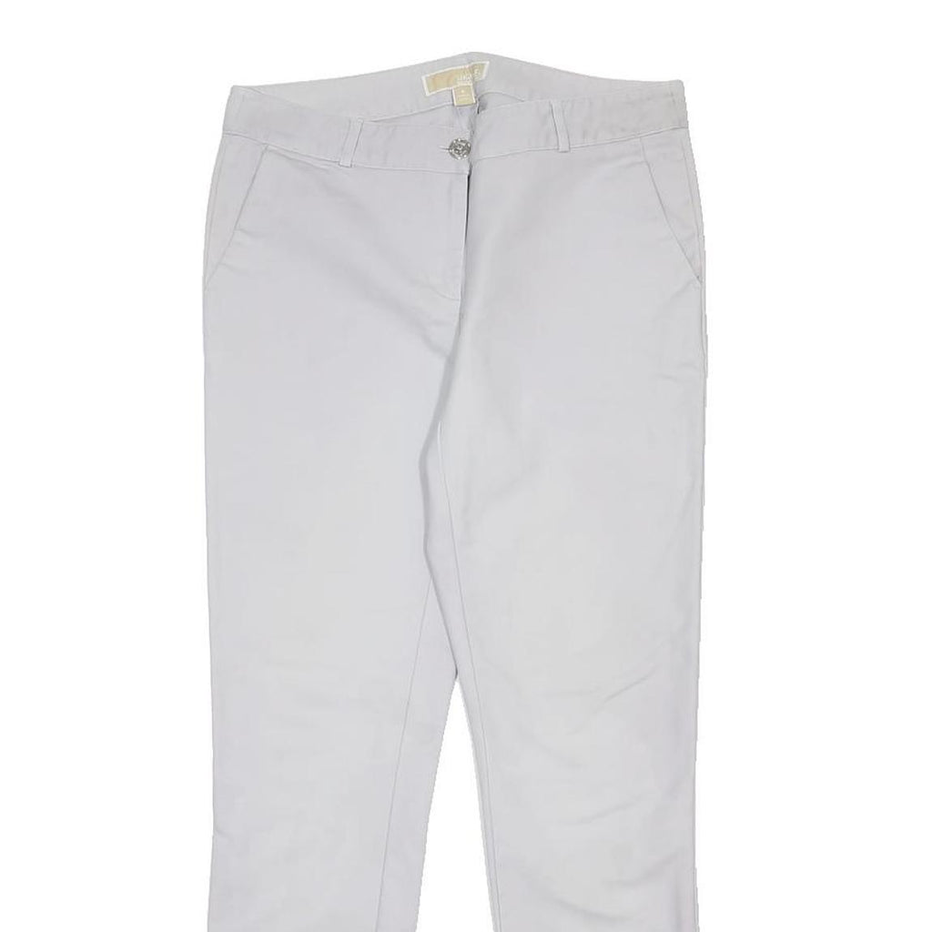 MICHAEL KORS Womens White Slim Fit Cotton Blend Trousers W30 L28 Smart Casual