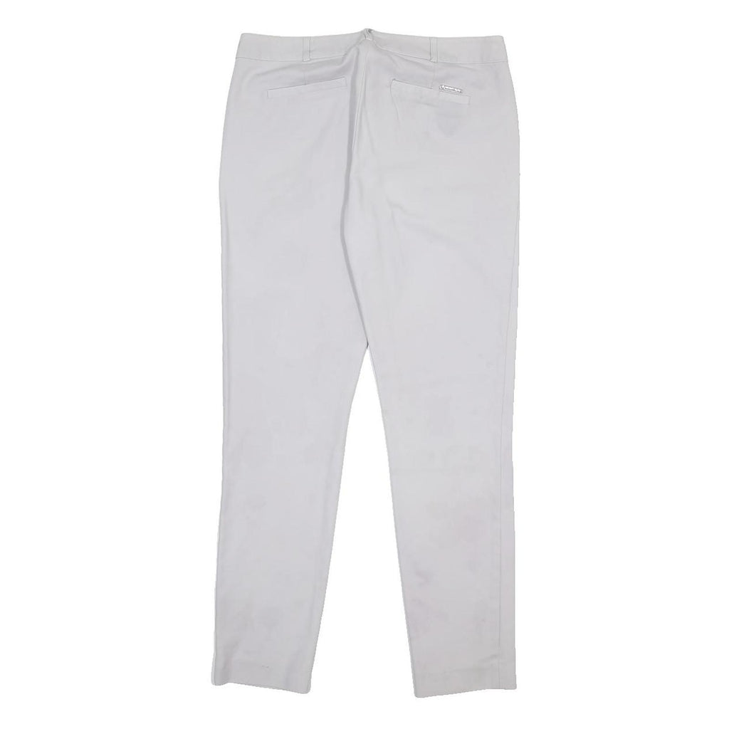 MICHAEL KORS Womens White Slim Fit Cotton Blend Trousers W30 L28 Smart Casual