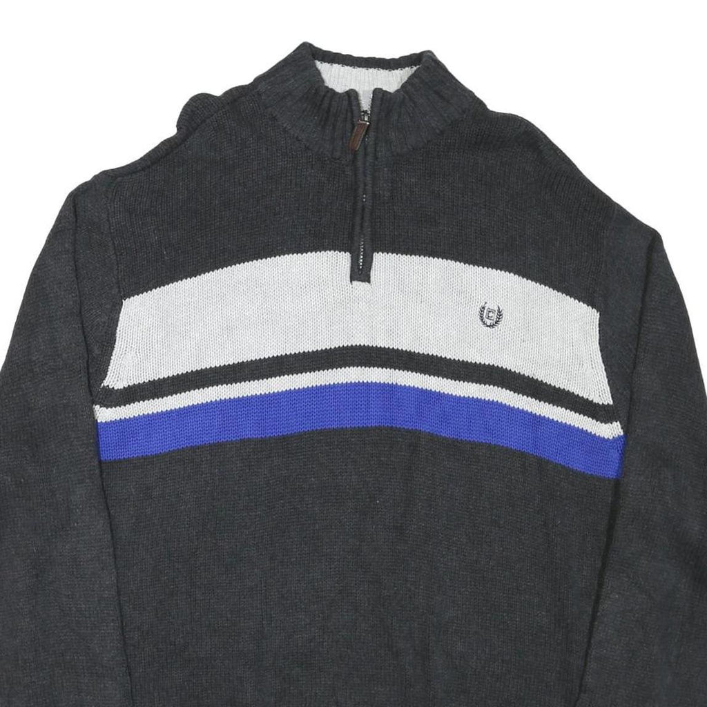 CHAPS Mens Black White & Blue Patterned Pullover Jumper Crew Neck Basic Knit 3XL