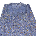FAT FACE Womens Blue Floral Printed Blouse Long Sleeve Round Neck UK 12