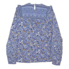 FAT FACE Womens Blue Floral Printed Blouse Long Sleeve Round Neck UK 12