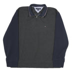 TOMMY HILFIGER Mens Black & Navy Half Zip Sweatshirt XL Long Sleeve Casual
