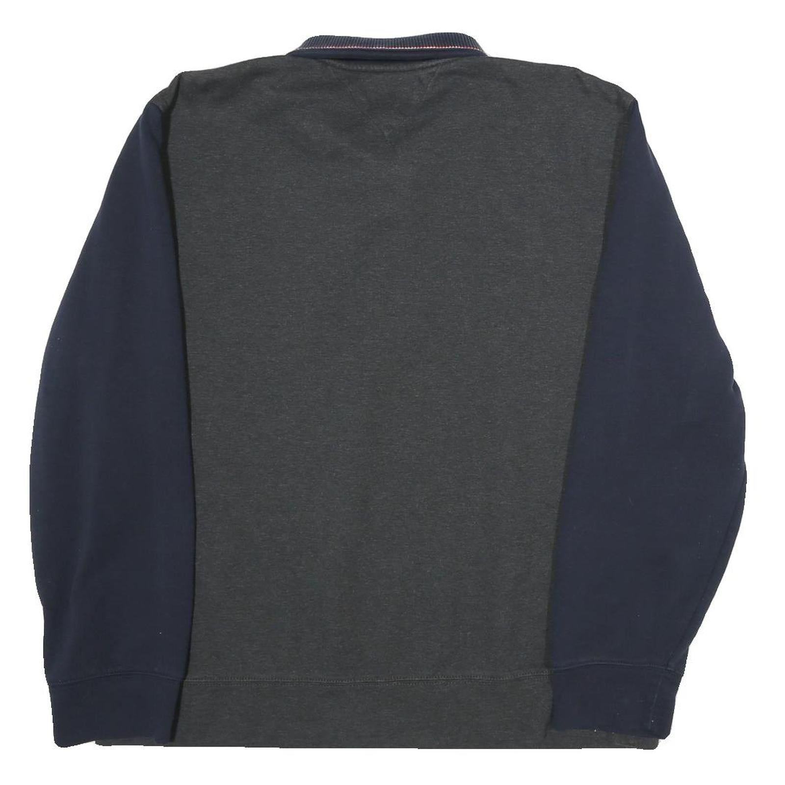 TOMMY HILFIGER Mens Black & Navy Half Zip Sweatshirt XL Long Sleeve Casual