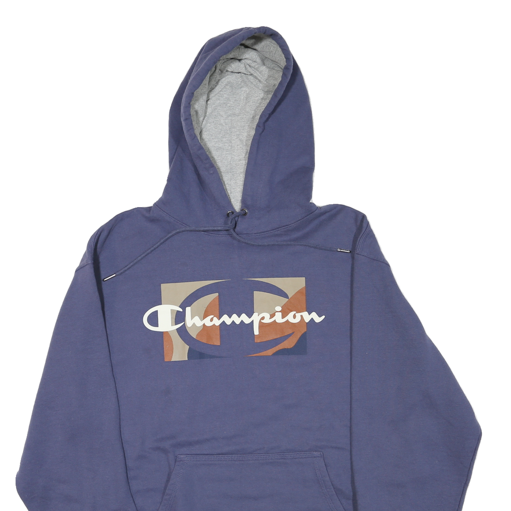 CHAMPION Mens Blue Pullover Hoodie M Cotton Blend Casual