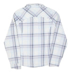 COLUMBIA Womens Blue & Grey Check Shirt L Lightweight Cotton Blend Outdoor