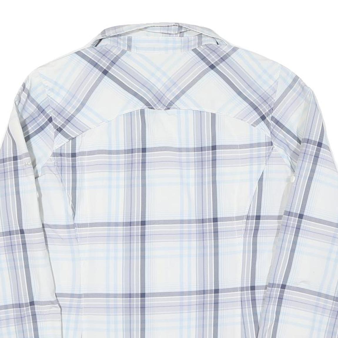 COLUMBIA Womens Blue & Grey Check Shirt L Lightweight Cotton Blend Outdoor