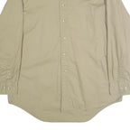 OAKTON Mens Beige Cotton Shirt L Button-Down Plain Long Sleeve Casual Classic