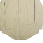 OAKTON Mens Beige Cotton Shirt L Button-Down Plain Long Sleeve Casual Classic
