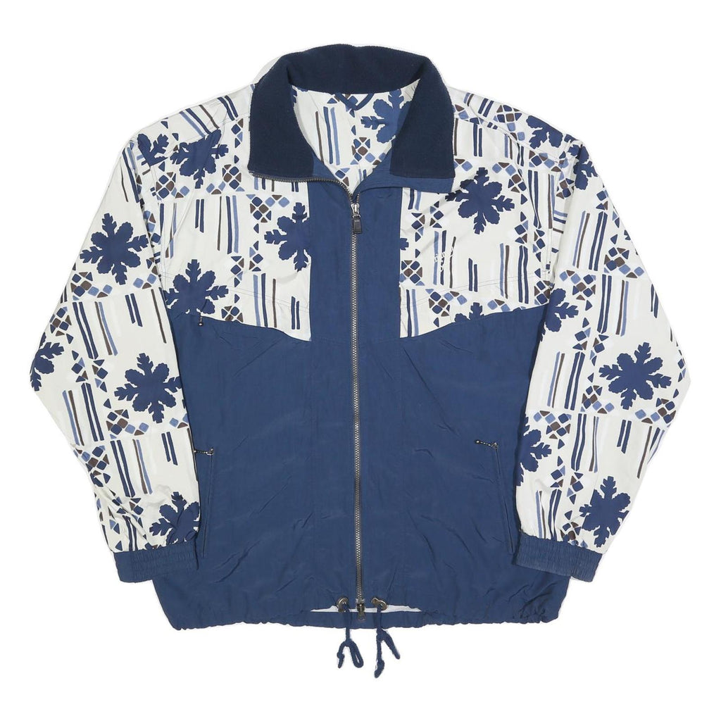 TRIUMPH Mens Blue White Geometric Print Zip Jacket XL Polyester Blend Casual