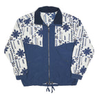 TRIUMPH Mens Blue White Geometric Print Zip Jacket XL Polyester Blend Casual