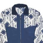 TRIUMPH Mens Blue White Geometric Print Zip Jacket XL Polyester Blend Casual