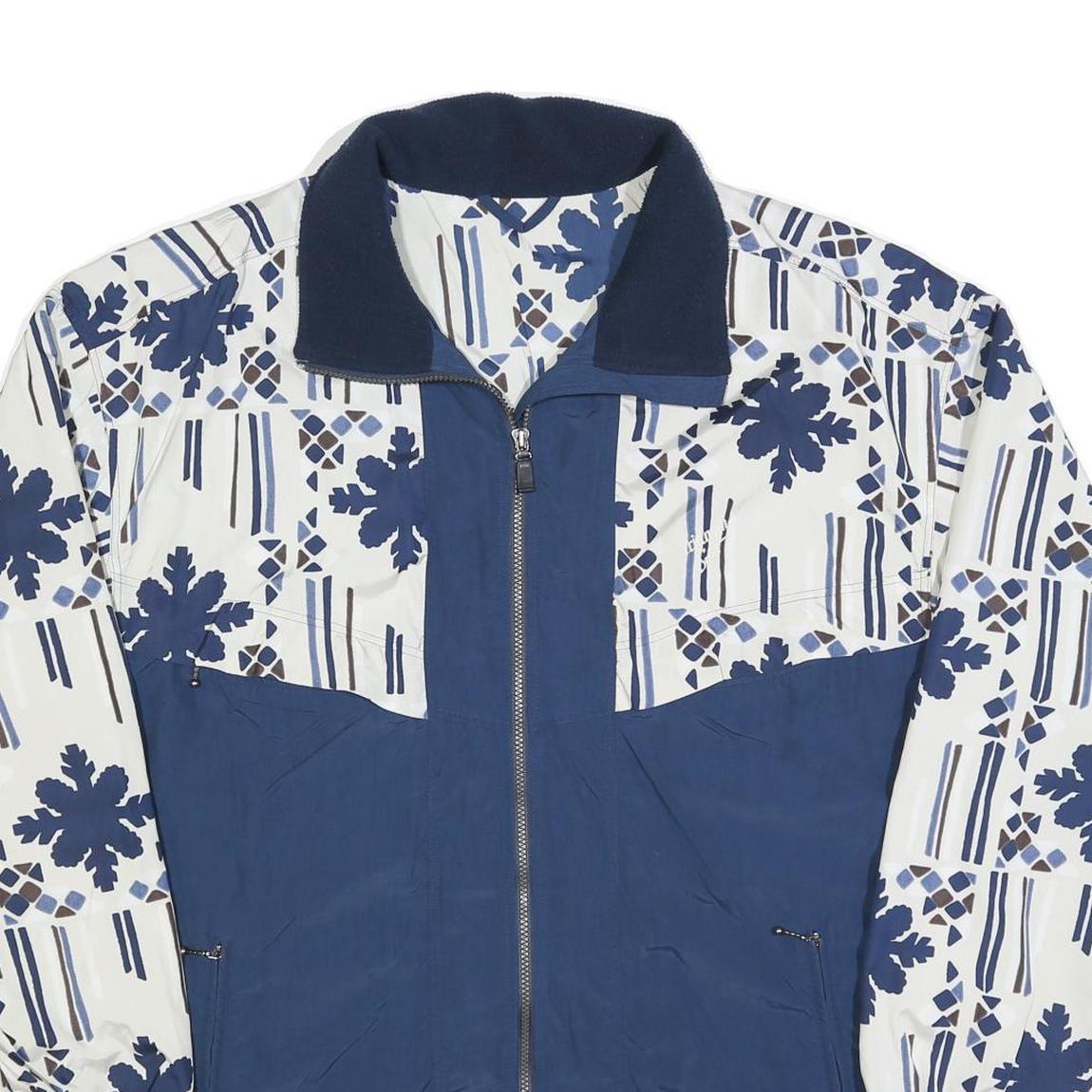 TRIUMPH Mens Blue White Geometric Print Zip Jacket XL Polyester Blend Casual
