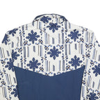 TRIUMPH Mens Blue White Geometric Print Zip Jacket XL Polyester Blend Casual