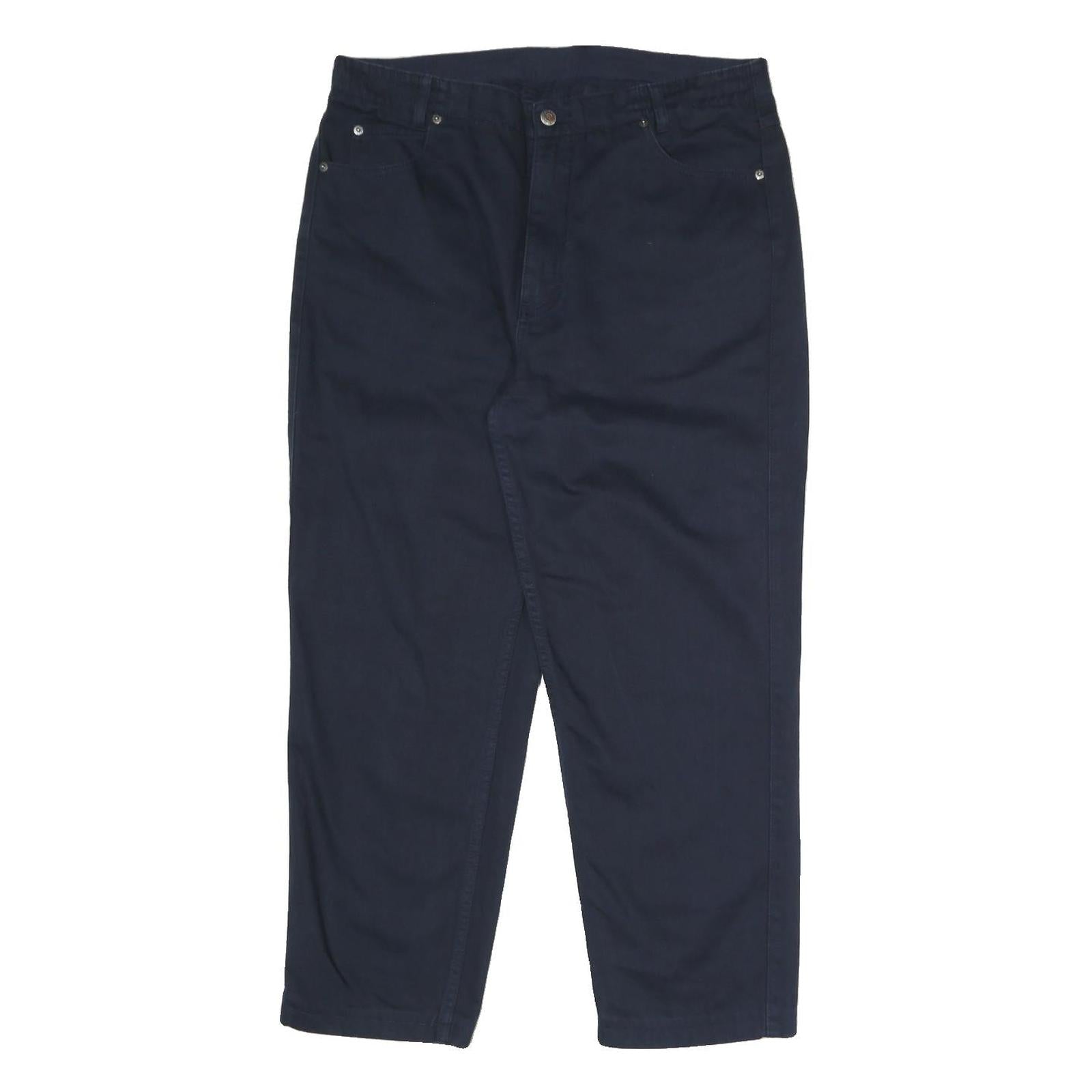 TEDDY'S JEANS Mens Cotton Blend Regular Navy Blue Trousers W34 L36 Classic Zip