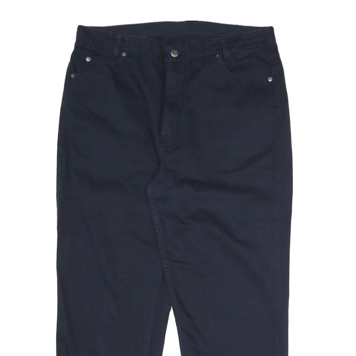 TEDDY'S JEANS Mens Cotton Blend Regular Navy Blue Trousers W34 L36 Classic Zip