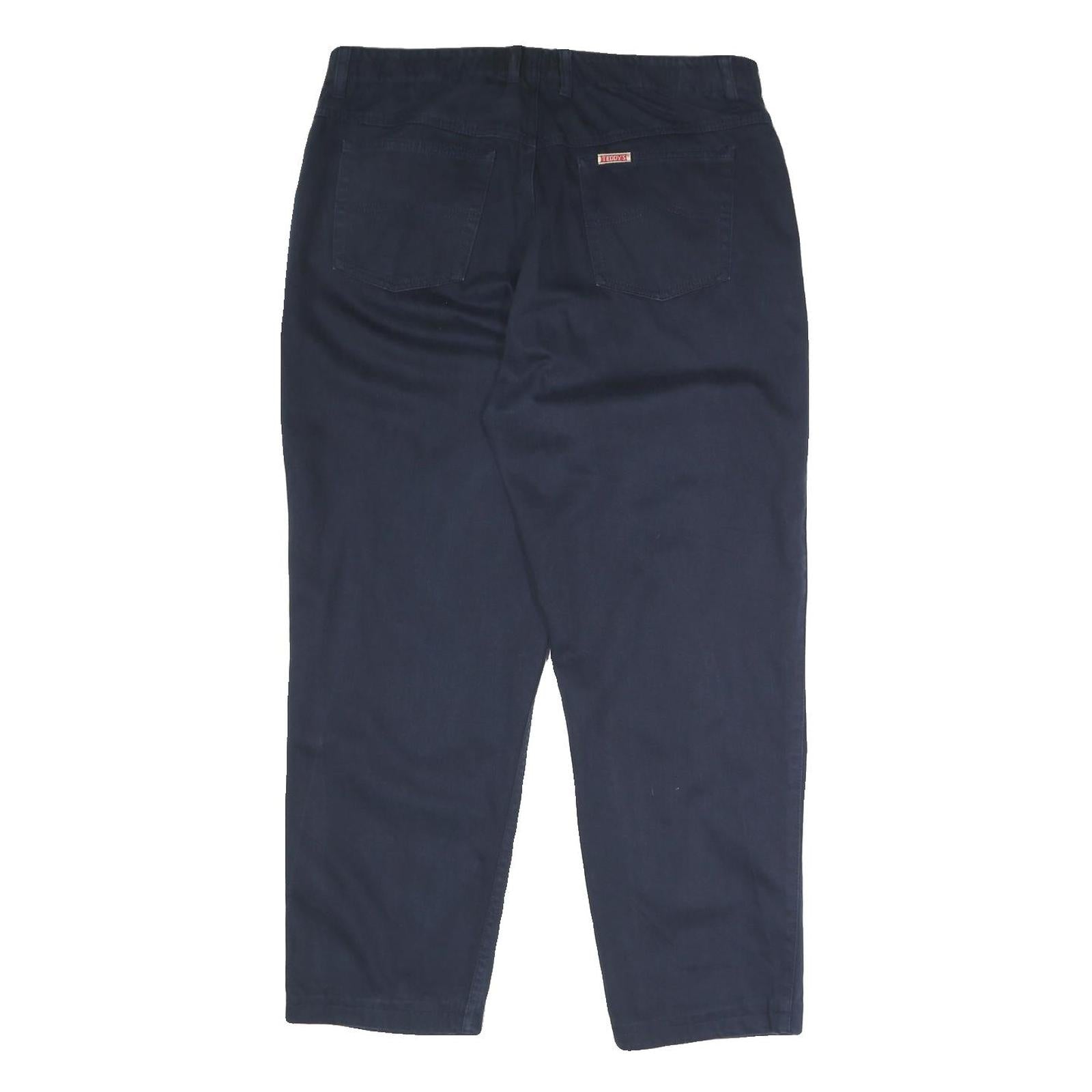 TEDDY'S JEANS Mens Cotton Blend Regular Navy Blue Trousers W34 L36 Classic Zip