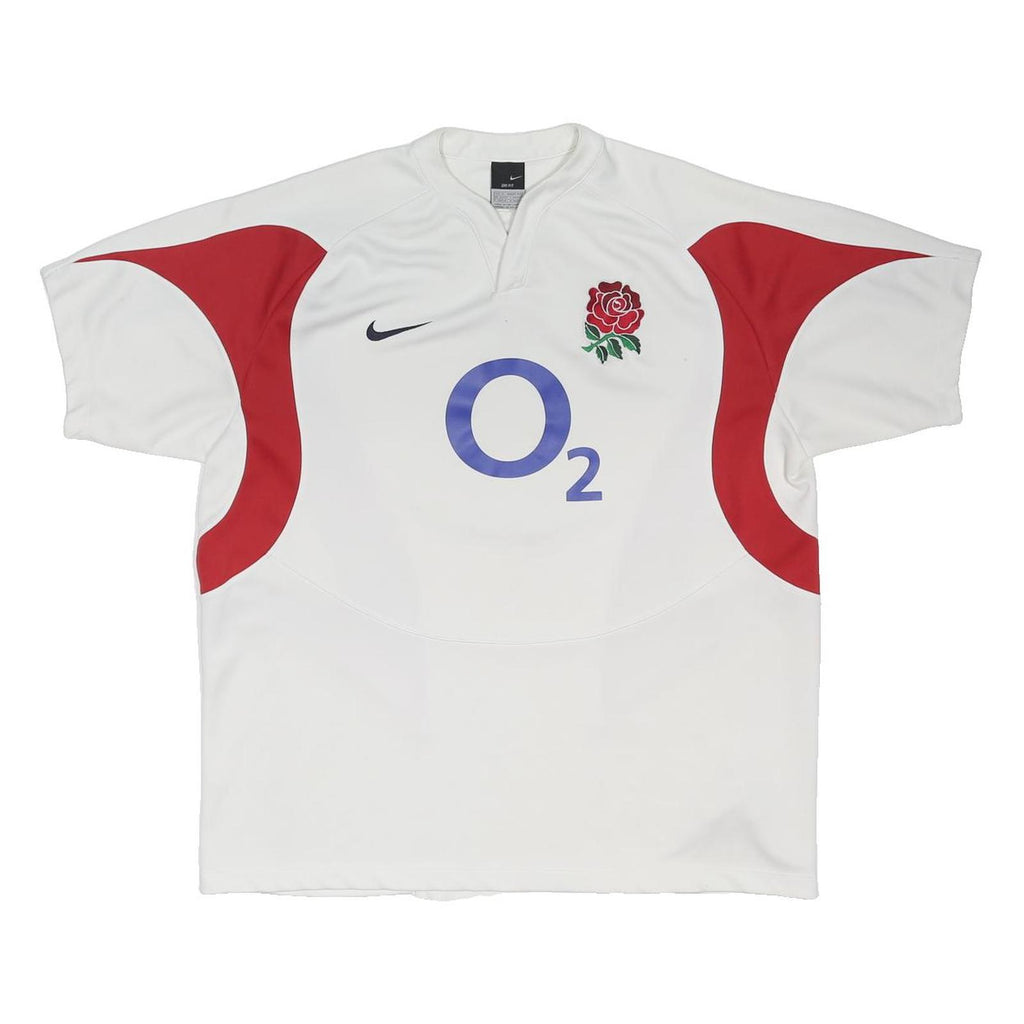 NIKE 2005-06 England Rugby Home Mens White Shirt L Short Sleeve Sportswear