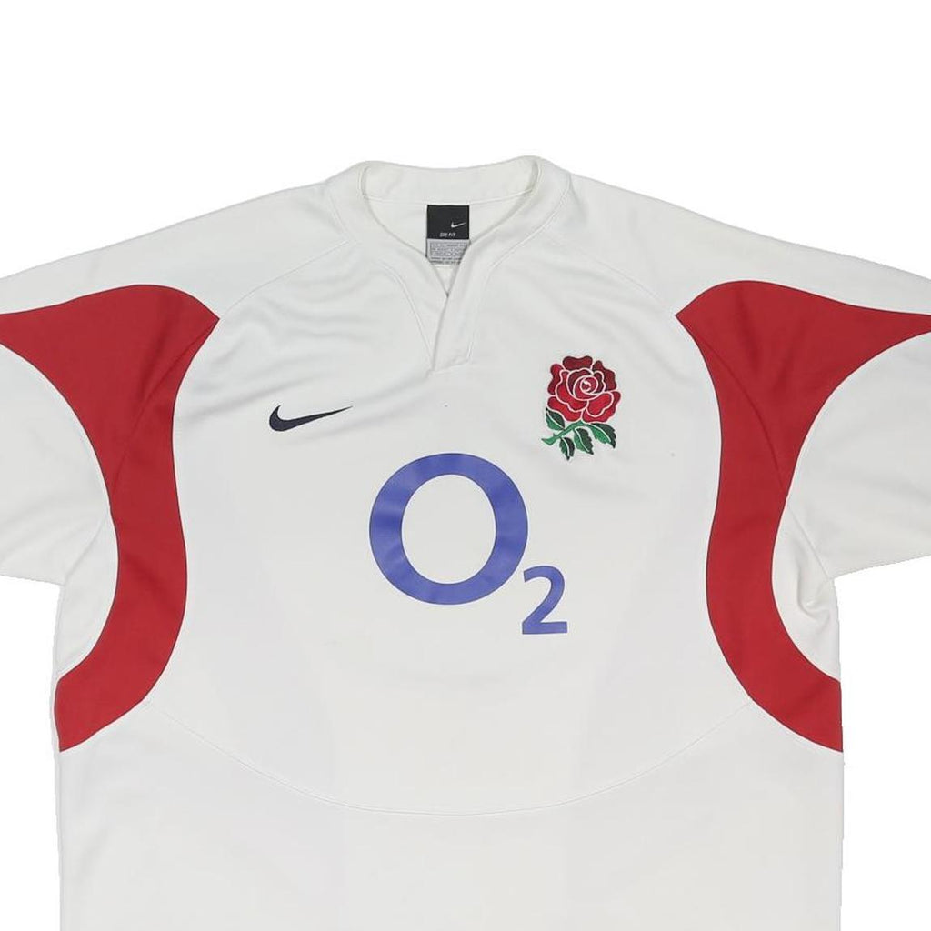NIKE 2005-06 England Rugby Home Mens White Shirt L Short Sleeve Sportswear