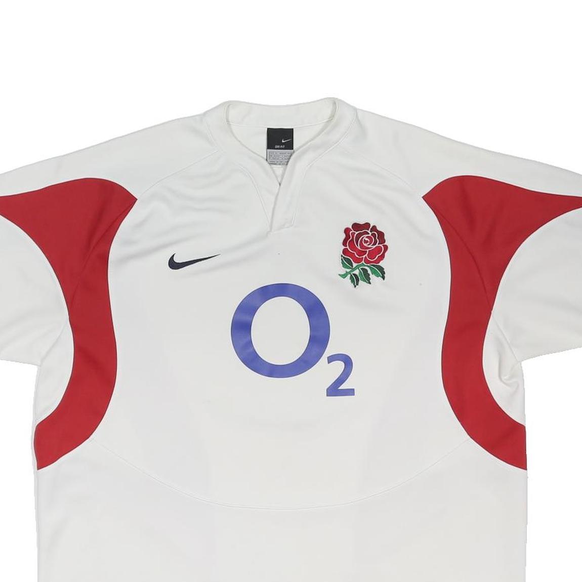 NIKE 2005-06 England Rugby Home Mens White Shirt L Short Sleeve Sportswear