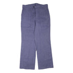 Mens Relaxed Fit Cotton Blend Blue Trousers W35 L33 Button Closure Casual