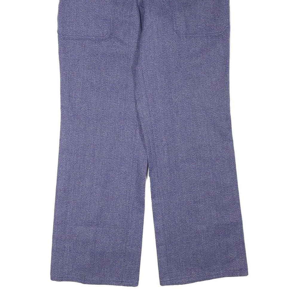 Mens Relaxed Fit Cotton Blend Blue Trousers W35 L33 Button Closure Casual