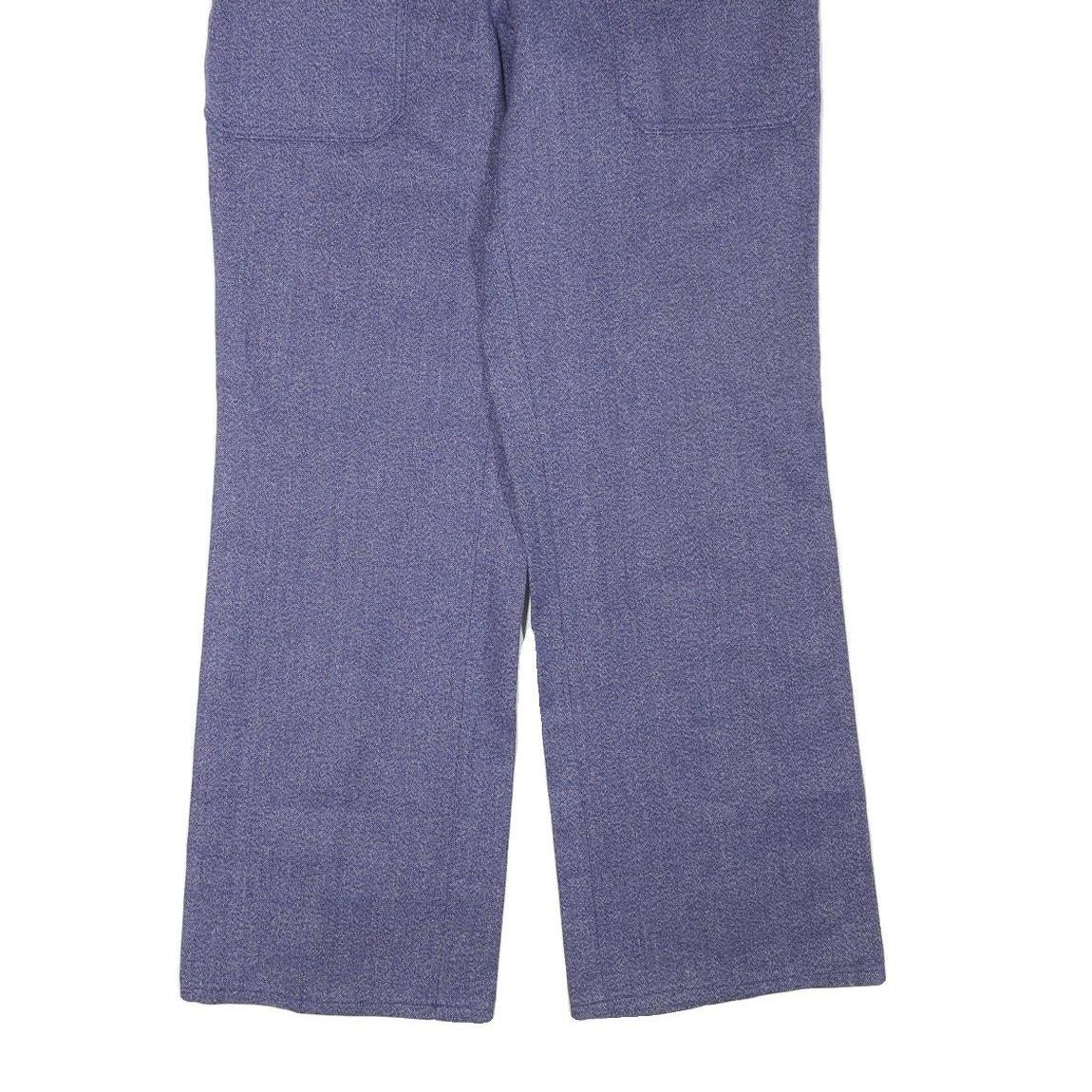Mens Relaxed Fit Cotton Blend Blue Trousers W35 L33 Button Closure Casual